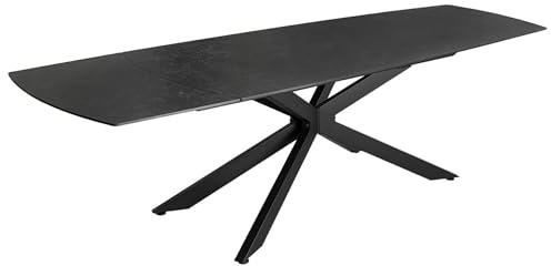 Riess Ambiente Ausziehbarer Esstisch Cosmos - 160-240cm - grau - Keramik schwarzes Metallgestell