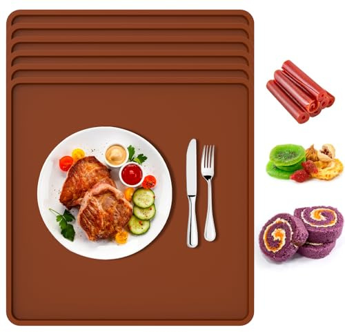 ATopoler 6Pcs Square Silicone Dehydrator Sheets,Nonstick Silicone Dehydrator Trays with Edge, Reusable Thickened Baking Mats for Dough Rolling Placemat Countertop Protector,13.7×13.7in(6 Pcs)