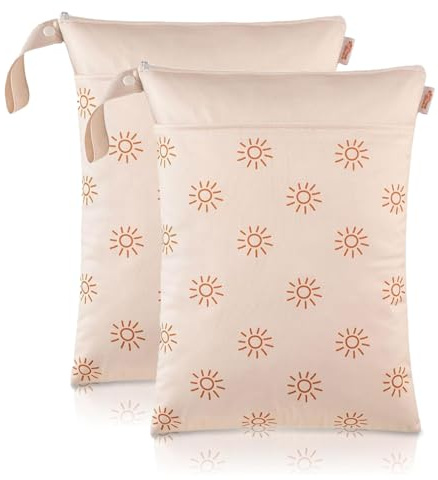 unbholkk Nassbeutel, 40 X 30cm wasserdichte Tasche Abnehmbaren Griff, Wet Bag Mit ReißVerschluss, Wiederverwendbarer Reise Nasssack, Nasstasche Geeignet FüR Schwimmen, Wandern, Camping(2 StüCk)