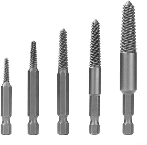 5-teiliges Sechskant-Schraubenausdreher-Set zum Entfernen von gebrochenen, beschädigten, verrosteten und abisolierten Schrauben und Bolzen aus Holz und Metall, kompatibel mit flachen, Sechskant- und