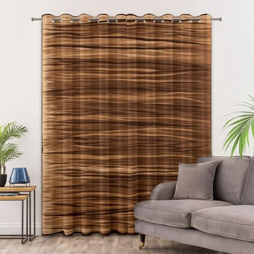 Generisch Vorhänge Blickdichte Bauernhaus Verdunkelungsvorhang Streifen Aus Abgenutztem Holzbrett Vorhänge Thermo-Isolierung Gardinen für Schlafzimmer Wohnzimmer, 2 Stück, H215 x B110 cm