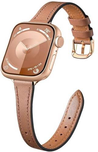 AIYIRUO Compatible con Correa Apple Watch para Mujeres, Correa de Cuero Slim 40mm 38mm 41mm 42mm 44mm 45mm 46mm de Primera Calidad para iWatch Serie 11 10 SE 9 8 7 6 5 4 3 2 1