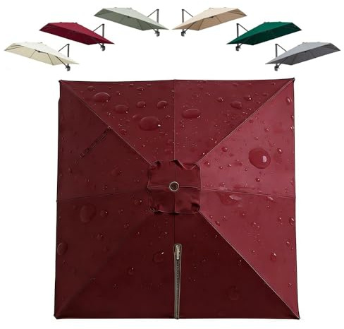 HOUKOIKBUG 250cm Rectangulaire Toile De Rechange Pour Parasol 8 Baleines Auvent De Remplacement Pour Parasol De Terrasse Jardin Plage, Déporté Housse De Rechange(Burgundy)
