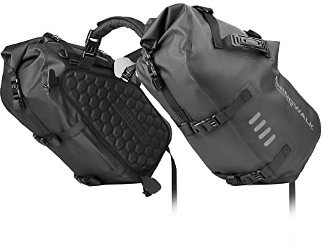 abamita wasserdichte Motorrad Satteltaschen 48L (24Lx2) Rolltop Motorradtaschen Seitentaschen mit Schultergurt stoßfeste Gepäcktaschen für ADV Touring Sport und Cruiser Motorräder 1 Paar
