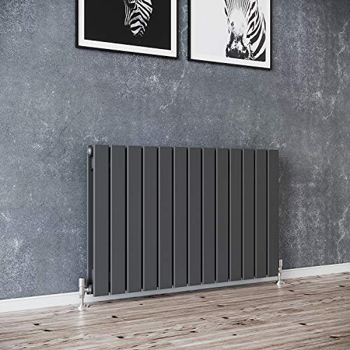 ELEGANT 600x988mm Radiators Flat Panel Horizontal Anthracite Double Radiator Modern Central Heating, Wall Mounted/Up Standing Urban Slimline Column Radiator for Bathroom/Kitchen/Living Room