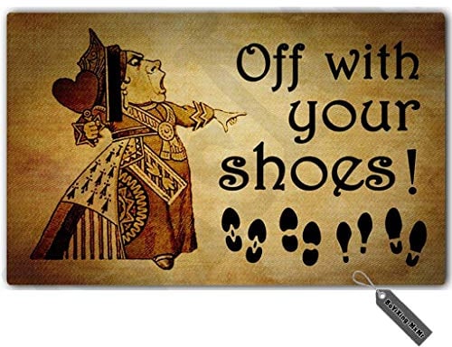 MsMr Door Mat Entrance Mat Take Off Your Shoes Funny Entrance Floor Mat Non-Slip Doormat 18 by 30 Inch Machine Washable Non-Woven Fabric