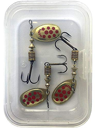 Mepps - Cucchiaio speciale per pesca alla trota Aglia, OR POINTS ROUGES PAR 3, 3