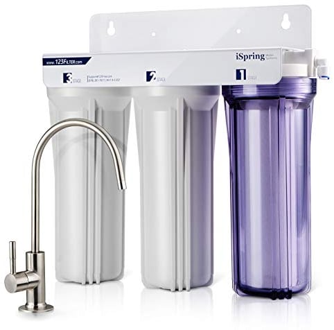 iSpring US31 3-stufiges Untertisch-Wasserfiltersystem für Trinkwasser, tanklos, hohe Kapazität, Sediment + GAC + CTO