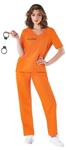 Fun Shack Prisoner Costume Women Orange Jumpsuit Convict Halloween Costumes For Women Medium
