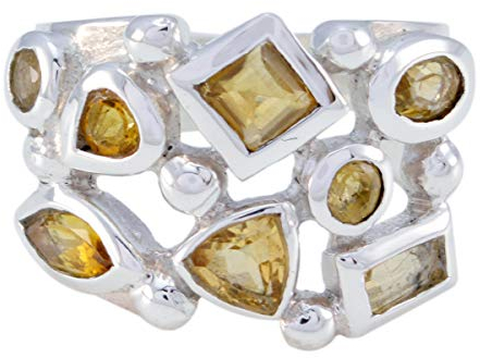 echte Edelsteine faincy facettierte Citrin Ringe - massiv Silber Yallow Citrin echte Edelsteine Ring - einzigartigen Schmuck meistverkauften Artikel Geschenk für Freund stapelbar Ring