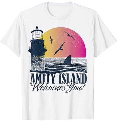 Jaws Amity Island Welcomes You Lighthouse Sunset Portrait T-Shirt