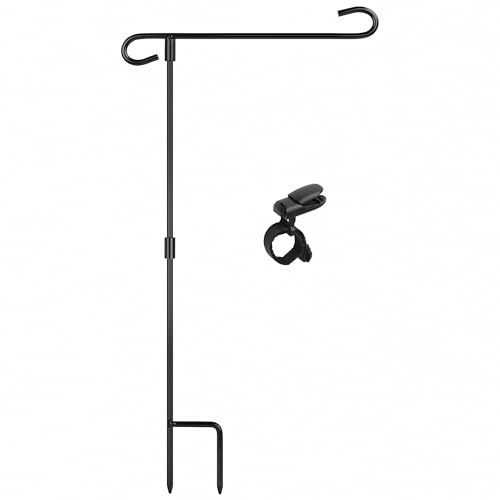 Nirohee Gartenflaggenständer, 30,5 x 45,7 cm, Premium-Metall, pulverbeschichteter Fahnenmast mit Anti-Wind-Clip, Hofflaggenhalter für Außen-Dekoration, Fahnenmast ohne Flaggen