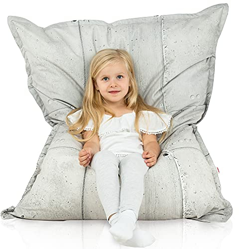 Italpouf Sitzsack XL Riesensitzsack, Sitzkissen Indoor, Sitzsack Sessel für Kinder, EPS Perlen Füllung, Abnehmbarer Bezug, Maschinenwaschbar, Industrial, 135x98 cm