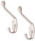 H-Smart 4 x Satin White Metal Double Hat and Coat Hooks, Door & Wall Robe Dress Hangers Strong Metal Coat Hooks, Screw in Modern Coat Hooks Wall Mounted, Heavy Duty Door Hooks for Bathroom Bedrooms