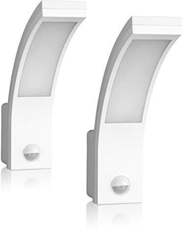 SEBSON LED Aussenleuchte mit Bewegungsmelder 2er Pack, Wandleuchte weiß, 15W, 1000lm, kaltweiß 5800K, IP65, Außenwandleuchte Sensor 9m / 140°