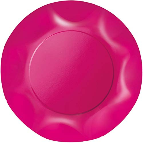 Zeus Party Piatti Grandi Carta Plastificata Tinta Unita con Bordi Ondulati 28cmm (Fucsia)