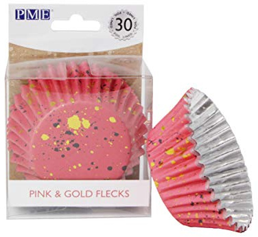 PME Cupcake Cases Foil Lined, Pink & Gold Flecks (Pack of 30)