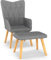 vidaXL Relaxsessel mit Hocker, Sessel mit Stahlrahmen Holzbeinen, Relaxstuhl Polsterstuhl mit Armlehne, Fernsehsessel Polstersessel Wohnzimmer, Modern, Dunkelgrau Stoff
