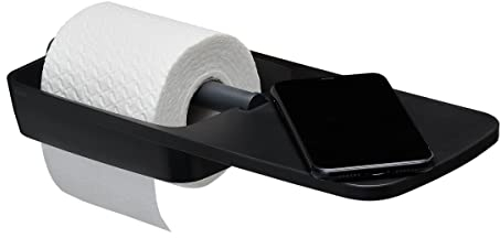 Tiger Tess, Porte-Rouleau Papier Toilette avec étagère, Noir/Anthracite, 145x321x48mm