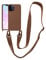 VooDirop Crossbody Case for iPhone 11 Pro Max, Soft Silicone TPU Phone Necklace Case with Nylon Strap, Crossbody Protective Phone Cover Compatible with iPhone 11 Pro Max Brown