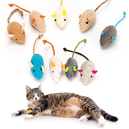 WIFUN Catnip Toys for Cats, 9 Pack Catnip Mouse Toys, Catnip Teeth Cleaning Toys for Kick Bite and Indoor Interactive