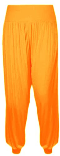 Girls Harem Pants Ali Baba Trousers Loose Casual Baggy Pant Sports Dance Elastic Yoga Leggings Childrens Florescent Flared Fancy Dress Kids Comfy Relaxed High Waist Trouser Neon Orange 11-12 Years