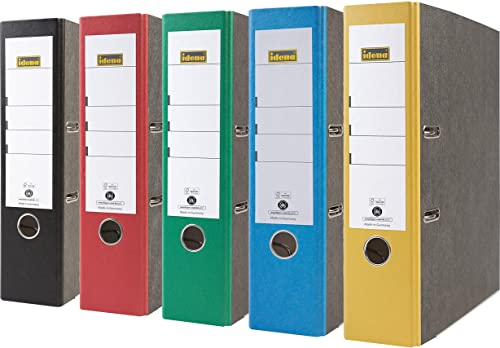 Idena - Ordner für DIN A4, 8 cm breit, Wolkenmarmor (Sortiert 5er Pack)