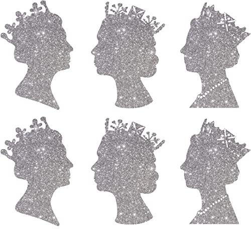 Queens Head 70th Platinum Jubilee 2022 Glitzeraufkleber, selbstklebend, 6,3 cm, silberfarben