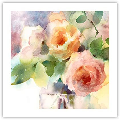 ARTTOR Affiche Decoration Murale Moderne Poster sans Cadre 50x50cm rose fleur jardin Deco Affiches Murales Wall Art Design Tableau Decoration Salon Chambre Cuisine Decor P2XAC50x50-3910