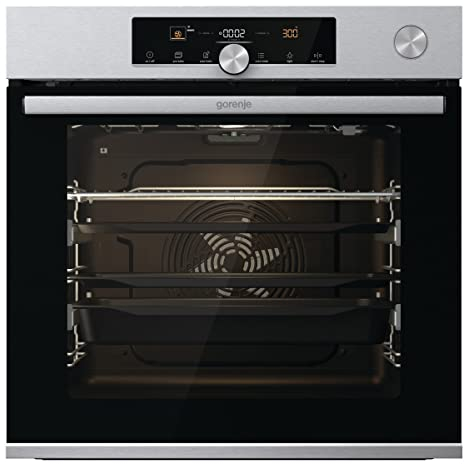 Gorenje OptiBake Advanced BPSA 6747 A08XWI Einbau-Backofen/WiFi Connected / 77L / Heißluft/Pyrolyse/AutoBake/Touch Bedienung/Bratenthermometer/SteamAssist/PizzaMode 300°C/Inox, Edelstahl