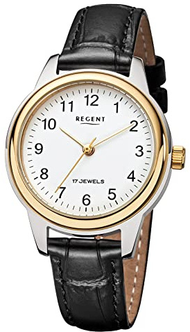 REGENT Damenuhr mit Kroko Look Lederband Edelstahl Mechanischer Handaufzug Arabische Zahlen in verschiedenen Variationen