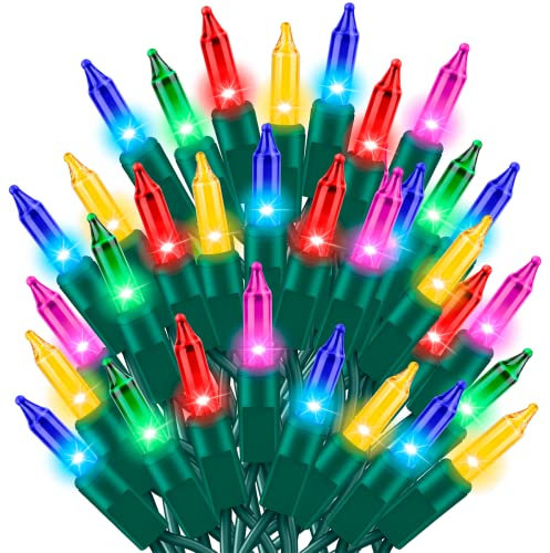 TWINGLEHOME Ultra-Bright Connect End to End Multi Christmas Mini Light 300L 63.8Ft(2Sets-Each 150L)UL Listed Incandescent Bulb String Light for Indoor Outdoor Holiday Garden Party Christmas Tree Decor