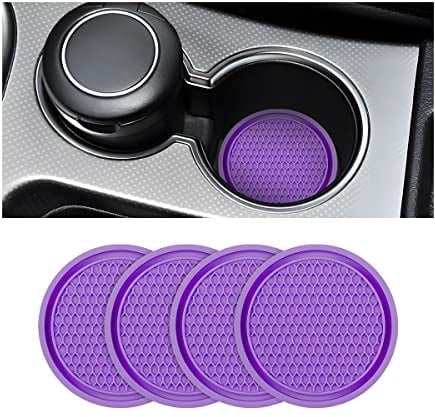 4 Pack Cup Holder Coaster, 2.75 Inch Diameter Non-Slip Universal Insert, Durable Car Accessory for Most Interiors, Suitable for Women and Men (Purple)
