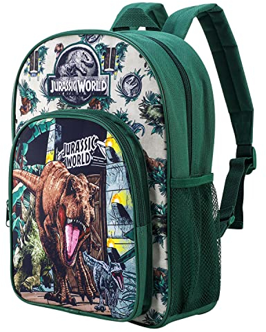 Zawadi Global Jurrasic World Kinder-Rucksack, Schulrucksack, Reisetasche, für Jungen und Mädchen, mit seitlicher Netztasche und Fronttasche mit Reißverschluss, mehrfarbig, mehrfarbig, 36.7cm (height),