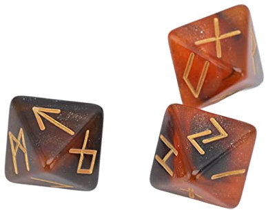 Dadi Runici, 3 Pezzi Dadi Runici 8 Facce Star Sky Mystic Vivid Colors Astrologia Apprendimento Predizione Poliedrici Set per Adulti (Oro nero