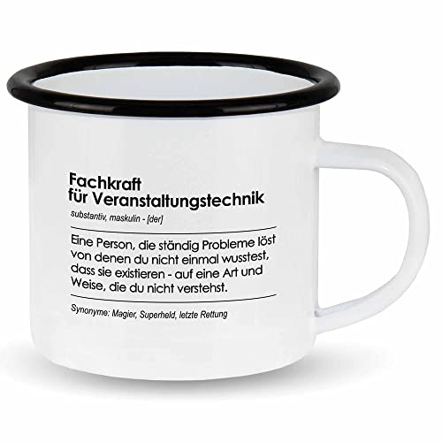 wowshirt Emallie Tasse Geschenk für Fachkraft für Veranstaltungstechnik Definition Geburtstag Weihnachten, Farbe:White - Black
