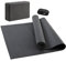 JELEX Yoga Set 3-tlg. Yogagurt, rutschfeste Yogamatte (173 x 61 cm) und formstabiler Block. Praktisches Set für Anfänger und Erfahrene, Dehnübungen, Entspannung, Fitness, grau