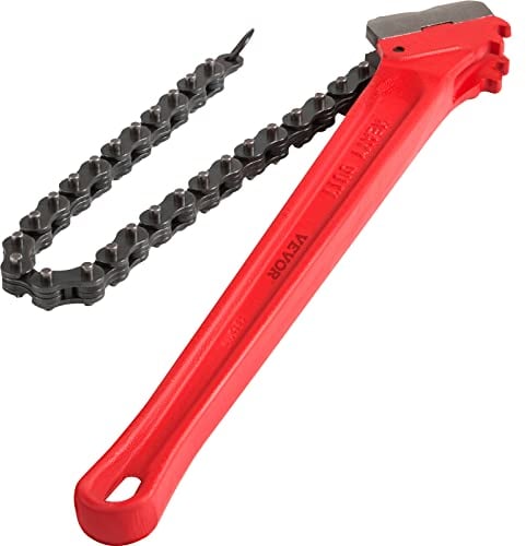 VEVOR Kettenzange Rohr Kupferrohr-Presswerkzeug 91,44 cm, Hochleistungskettenzange Ölfilter Kapazität 110 bis 185 mm, Kettenzange 760 mm Kettenlänge Sanitärrohr Werkzeug