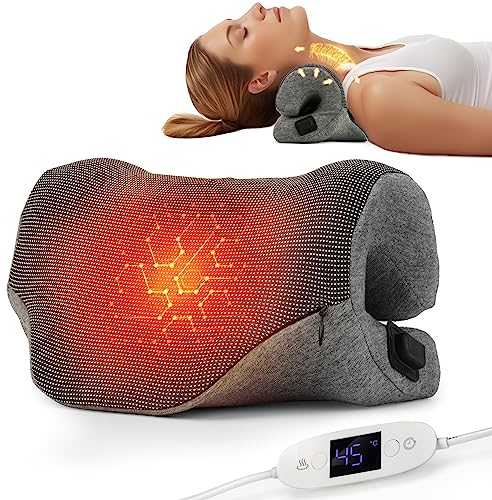 ISTOYO Beheizte Nackenstrecker, Nacken und Schulter Relaxer, Nackendehner zur Linderung von Nackenschmerzen, Nackenmassagegerät mit Wärme zur Linderung von Kiefergelenksschmerzen, Haltungskorrektur