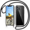 AROYI Handykette für iPhone 11 Pro Hülle mit Band Und 2 Stück Schutzfolie, Transparent Ultra Hybrid Handyhülle für iPhone 11 Pro mit Kette zum Umhängeband Abnehmbar Stossfest Hülle - Schwarz
