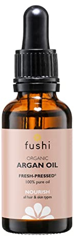 Fushi Bio Virgin Marokkanisches Arganöl, 30 ml, unraffiniert, 100% rein, natürlich, kaltgepresst, reich an Vitamin E, für krauses, trockenes, geschädigtes Haar sowie für Körper und Gesicht.