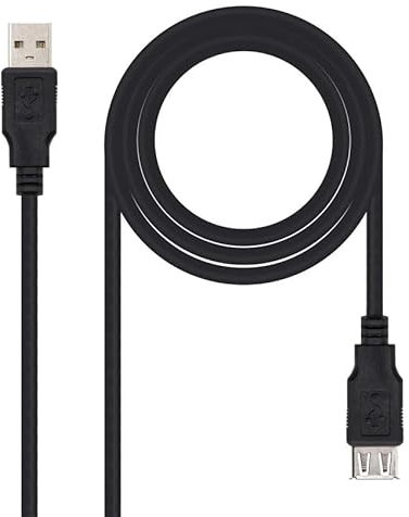 Levitantes Cable USB 2.0 Tipo A/M-A/H, 3.0 m, color negro, para transferencia de datos y carga de dispositivos compatibles.