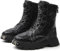 DJFOG Bottes de moto pour femmes, chaussures de moto à haut soutien de la cheville, bottes d'équitation de moto antidérapantes imperméables en cuir décontractées,Noir,36