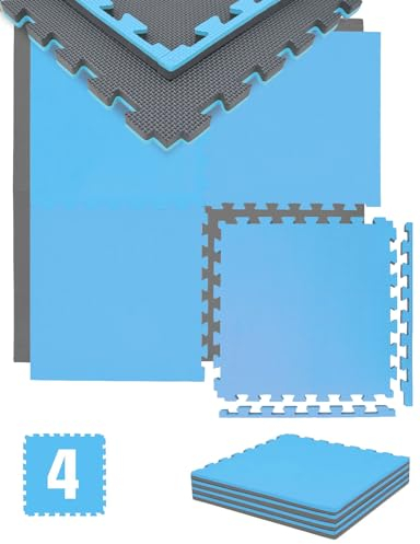 eyepower 2cm Extra-Dick: 1m² 4 Große EVA 50x50 Trainingsmatte - Bodenschutzmatte Turnmatte Fitness Sport Matte Fitnessraum Puzzlematte Fitnessmatte Sportmatte Bodenmatte mit kleinen optischen Mängeln