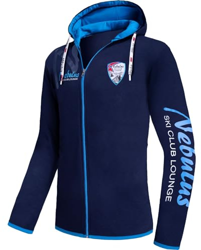 Nebulus Herren Sweatjacke CLUBLOUNGE, Jacke, praktische Kapuzenjacke, Navy - L
