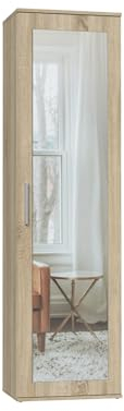 VBChome Flurschrank 50 x 35 x 180 cm Eiche Sonoma Kleiderschrank mit Spiegel Garderobenständer Kleiderständer Garderobe für Jacken Mantelgarderobe Eiche Sonoma