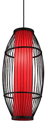 MODEBHD Chinesische rote Laterne, Bambus-Pendelleuchte, handgewebter japanischer Kronleuchter, hohles Rattan-Material, Hängelampe, kreative große Deckenleuchte, E27-Sockel, Leuchte, Hängelampe