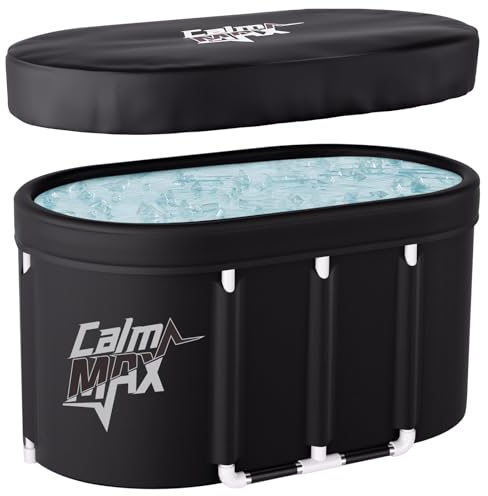 CalmMax Baignoire de glace ovale avec couvercle pour athlètes 492 L portable pour thérapie à l'eau froide 5 couches bains de glace à la maison en plein air salle de sport – 105 cm de long