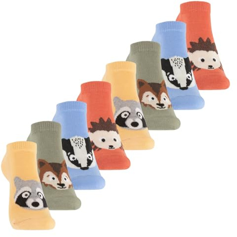 Footstar Kinder Sneaker Socken (8 Paar) Bunte Kurzsocken für Mädchen & Jungen - Wild 35-38
