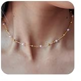 Aidenn Perlenkette Damen Perlen Halskette Gold mit Süßwasserperlen,Pearl Choker Kette für Brautjungfer Hochzeit Abschlussball Mädchen Perlenschmuck